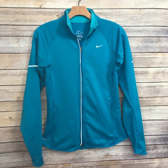 Nike Jackets & Blazers - Nike Dri Fit track Jacket Full Zip Run Teal Blue
